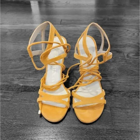 New STUART WEITZMAN Soiree 100 Lace-Up Sandals Mango SZ 5.5 - Picture 4 of 6